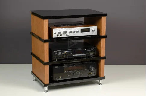 Стійка для Hi-Fi аудіо апаратури Hardness (Чорний глянець - Горіх)